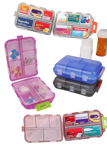 Pocket Pharmacy Travel Pill Case with Optional Medicine Stickers Labels Pill Box Pill Organizer with Pharmacy Stickers Pill Container with Pill Stickers Medication Labels(Pink)