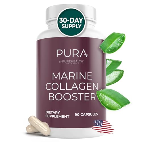 Marine Collagen and Hyaluronic Acid Supplements, Aloe Vera Leaf Gel and Vitamin E-Beauty Focus Collagen Peptides Pills–Collagen Supplements With Hyaluronic Acid for Hair Skin Nails-90 Collagen Caps