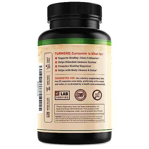 Turmeric and Ginger Supplement - Tumeric Curcumin Joint Support Pills - with Apple Cider Vinegar & BioPerine Black Pepper - 95% Curcuminoids - 60 Capsules