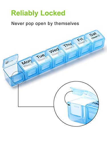 Large Monthly Pill Organizer 28 Day Medication Organizer Storage by Week,Extra Large Compartments Dust-Proof Pill Case Medication Reminder Travel Container for Vitamins/Fish Oil/Supplements