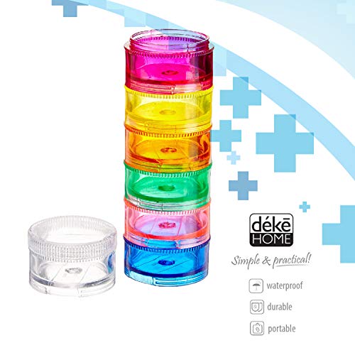 2 Pack Rainbow 7 Day Stackable Pill Organizer case Tower Box Medicine Planner Small case (Seven Day Weekly Travel Container) Medication, Vitamin Holder Organizer Pillbox Dispenser. Daily Organizers