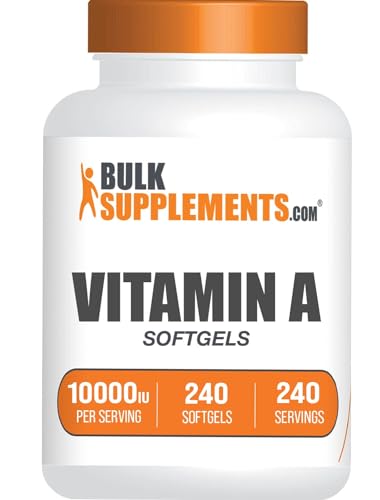 BULKSUPPLEMENTS.COM Vitamin A 10000 IU Softgels - Vitamin A Retinyl Palmitate, Vitamin A Pills - Vitamin A Supplement, Eye Supplements - Gluten Free, 1 Softgel per Serving, 240 Softgels