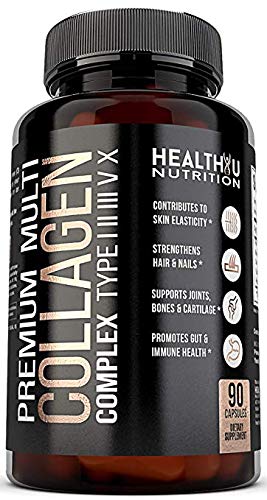 Premium Multi Collagen Peptides Pills - Hydrolyzed Collagen Capsules for Men and Women Types 1 2 3 5 10 - Radiant Skin Strong Hair and Nails - Healthy Bones Strong Joints and Muscles - 90 Capsules