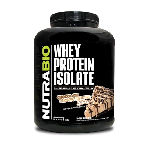 NutraBio 100% Whey Protein Isolate (Chocolate Peanut Butter, 5 Pounds)