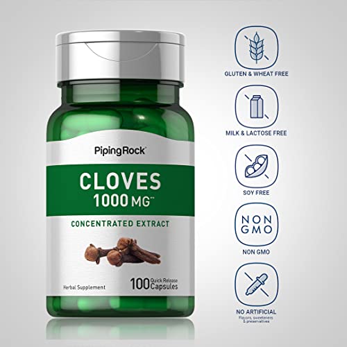 Piping Rock Cloves Capsules 1000mg | 100 Pills | Concentrated Extract | Herbal Supplement | Non-GMO & Gluten Free