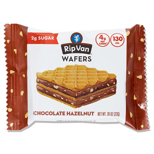 Rip Van Chocolate Hazelnut Wafer Cookies - Keto - Non-GMO - Healthy Snacks - Low Carb & Low Sugar (2g) - Low Calorie - Vegan - 16 Count