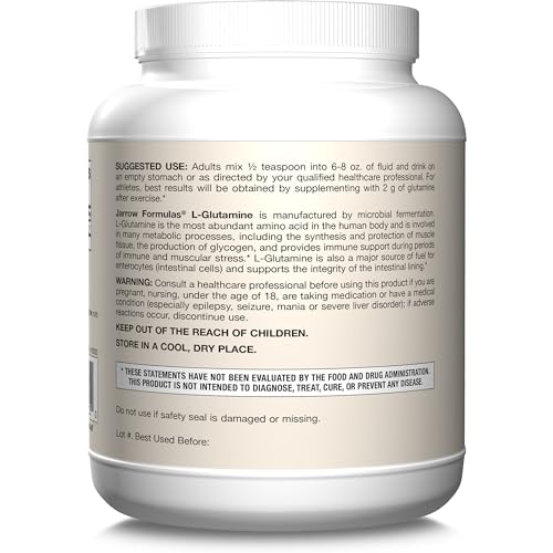 Jarrow Formulas L-Glutamine 2 g, Dietary Supplement for Muscle Tissue, Multifunctional Amino Acid, Immune Support, 1000 g (2.2 lb) Powder, Approximately 500 Day Supply