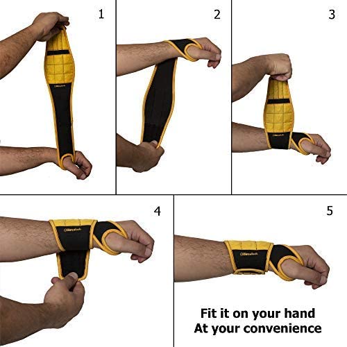 BINYATOOLS Magnetic Wristband -Black- with Super Strong Magnets Holds Screws, Nails, Drill Bit. Unique Wrist Support Design Cool Handy Gadget Gifts for Fathers, Boyfriends, Handyman, Electrician