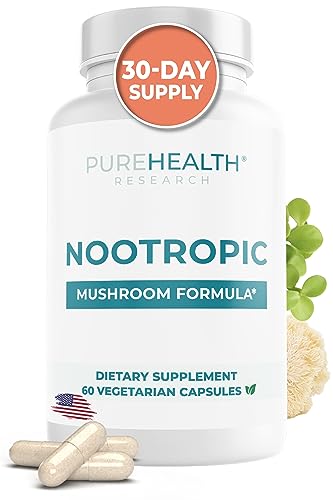 Nootropics Brain Memory and Focus Supplement - Lions Mane, Shiitake, Chaga, Reishi Mushrooms Powder - Improve Cognitive Health with Bacopa Monnieri and Gingko Biloba Extract , 60 Capsules