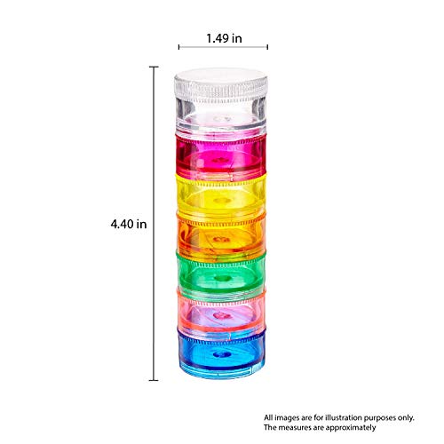 2 Pack Rainbow 7 Day Stackable Pill Organizer case Tower Box Medicine Planner Small case (Seven Day Weekly Travel Container) Medication, Vitamin Holder Organizer Pillbox Dispenser. Daily Organizers