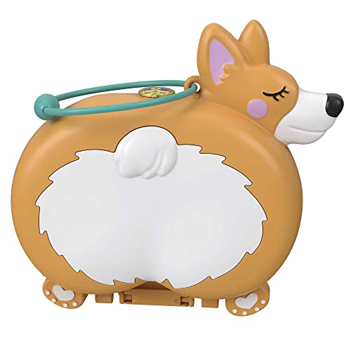 Polly Pocket Compact Playset, Corgi Cuddles with 2 Micro Dolls & Accessories, Travel Toys with Surprise Reveals [Amazon Exclusive]
