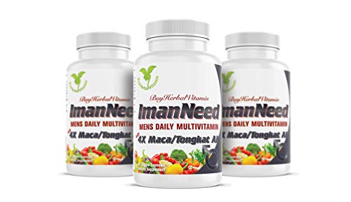 ImanNeed, All-in-One Men's Multivitamin with 4X Maca/Tongkat Ali (60 Veggie Capsules with 4X Maca, 4X Tongkat Ali, 4X Saw Palmetto, 4X Green Tea, L-Arginine, Muira Puama and Multivitamin)