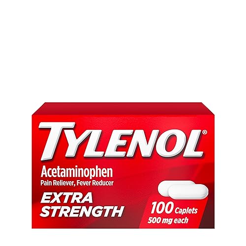 Tylenol Extra Strength Pain Reliever and Fever Reducer Caplets, 500 mg Acetaminophen Pain Relief Pills for Headache, Backache, Toothache & Minor Arthritis Pain Relief; 100 ct.; Pack of 1