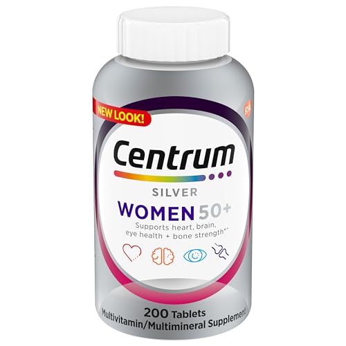 Centrum Silver Women's Multivitamin for Women 50 Plus, Multivitamin/Multimineral Supplement with Vitamin D3, B Vitamins, Non-GMO Ingredients, Supports Memory and Cognition in Older Adults - 200 Ct