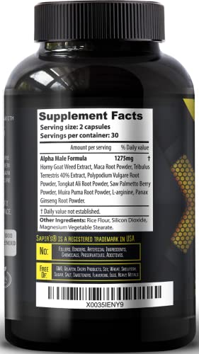 Alpha Enlargement Pills for Men - Increase 2 in 60 Days Muscle Builder for Men - Testosterone Booster for Men - Male Enhancing Supplement - Test Booster, Energy, Strength, Stamina, Endurance