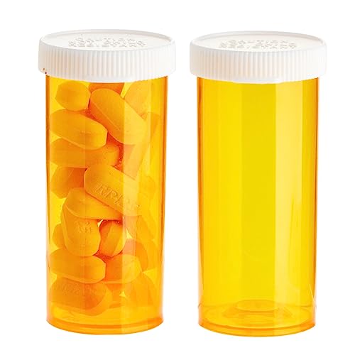 50 Pack Empty Pill Bottles with Caps for Prescription Medication, 8-Dram Plastic Medicine Containers (Orange)