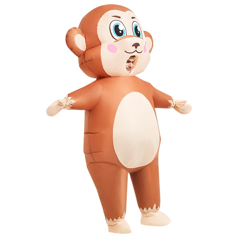 JUROSAICA Inflatable Monkey Costume Adult Funny Blow Up Costumes Monkey Onesie Monkey Suit Cosplay Halloween Costume For Men/Women