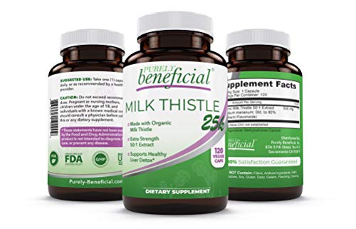 Milk Thistle Capsules- 25,000 MG Strength- 50X Concentrated Seed Extract & 80% Silymarin Standardized- 120 Vegan pills- Supports Healthy Liver Cleanse & Detoxification, Non-GMO- 4 Month Supply