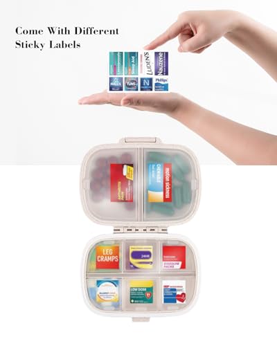 DIY Pocket Pharmacy with Medicine Labels Travel Daily Pill Container Mini Medication Organizer Storage Pill Organizer Travel Essentials Pill Case 7 Day Pill Organizer(Pink & 146 Lables)