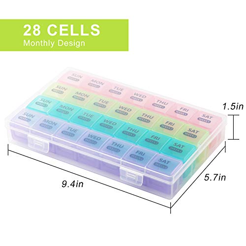 DANYING XL Monthly Pill Organizer 1 Time a Day with Dust-Proof Case, Extra Large 4 Weeks Pill Box Once a Day, 28 Days Pill Container 1 Per Day