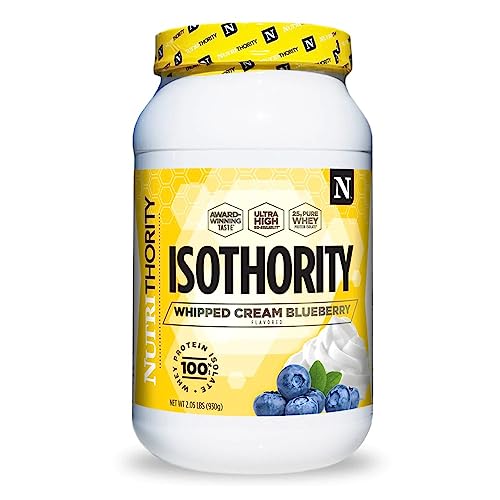 Isothority Whey Protein Isolate, Whipped Cream Blueberry, 2 lb - Ultra Absorbable Branched Chain Amino Acids (BCAA) Powder with 25g Per Serving, Low Carb - Build Muscle & Accelerate Recovery