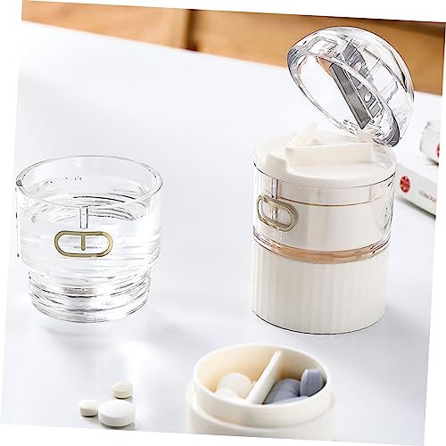 LALAFINA 2Pcs Cut Medicine Box Tablet Pulverizer Portable Grinder Medicine Splitter Slicer Pill Crusher and Cutter Vitamin Pill Crusher Pulverizer Grinder Triple Computer Box Travel