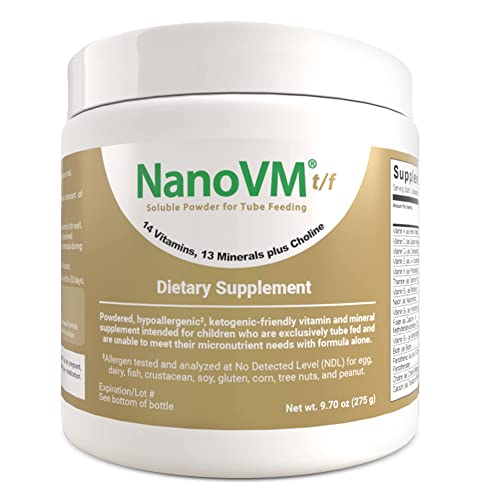 NanoVM t/f, Dietary Supplement for Tube Feedings, Allergen-Free Multivitamin for Kids, Flavorless Dietary Supplement with 14 Vitamins & 13 Minerals, Low-Carb Kids Vitamins, 275g - Solace Nutrition