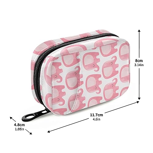 Pink Cartoon Elephant Travel Pill Organizer Case Daily Pill Box Organizer Protable Pill Container Medication Organizer for Travel Family Business Vitamins Fish Oil Supplements