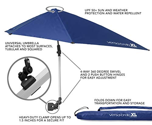 Sport-Brella Versa-Brella XL (Midnight Blue) - All Position Umbrella with Clamp, Midnight Blue