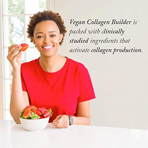 Vegan Collagen Builder - Organic Whole Foods Fruits + Veg, Silica, Lutein, Vitamin C, Biotin, Grape Seed - Amino Acids Glycine, Lysine + Proline Collagen Boosters - Once A Day - 30 Tablets