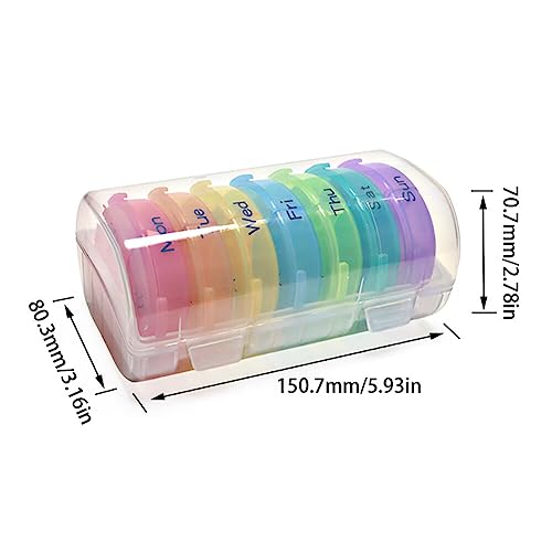 7 Day 2 Times a Day Pill Organizer Large Weekly Daily Pill Cases for Pills/Vitamin/Fish Oil/Supplements, BPA Free Easy to Clean Portable Travel Pocket Purse Storage Box (Transparent)