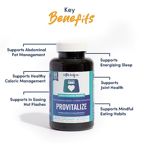 Better Body Co Provitalize | Probiotics for Women, Menopause Weight, 68.2 Billion CFU - Relief for Bloating, Hot Flashes, Joint Support, Night Sweats - Metabolism - Gut and Digestive Health - 60 Caps