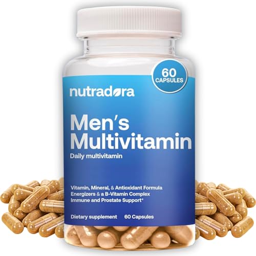 Nutradora Multivitamin for Men - Daily Men's Multivitamins & Multiminerals Supplement for Energy, Focus and Performance with Vitamins A, C, D, E & B12, Zinc, Calcium, Magnesium, 30 Days Supply