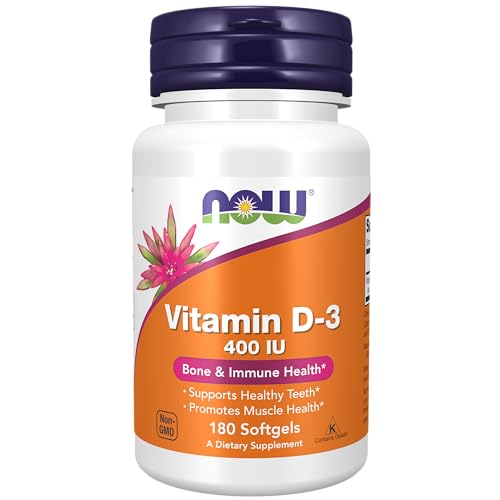 NOW Supplements, Vitamin D-3 400 IU, Strong Bones*, Structural Support*, 180 Softgels