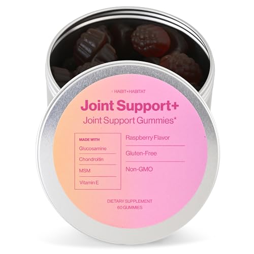 Habit + Habitat Joint Support Gummies for Pain Relief - Glucosamine, Chondroitin MSM Vitamin E Raspberry Flavor 60 Gummies