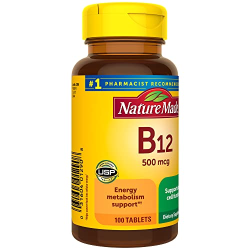 Nature Made Vitamin B12 500 mcg, Dietary Supplement for Energy Metabolism Support, 100 Tablets, 100 Day Supply