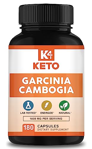 Garcinia Cambogia 1600mg (180 Capsules) - Pure Natural Extract Supplement Pills - Standardized Ultra HCA & Garcinia Cambogia Alternative to Drops, Gummies, Liquid, Tea & Powder