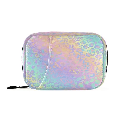 Flradish Multicolored Leopard Print Weekly Pill Organizer Portable Removable 7-Day Travel Zippered Pill Case Purse Pill Box Organizer for Vitamins Pills Supplements