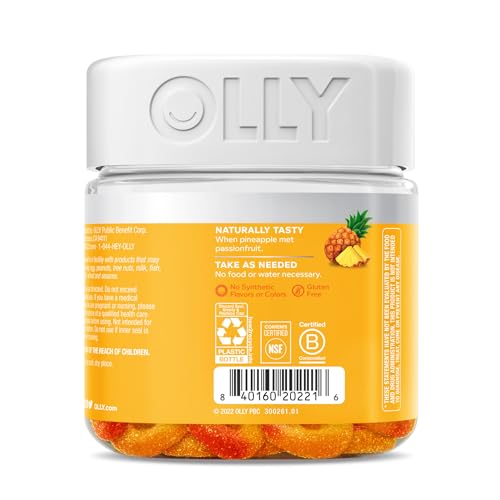 OLLY Post-Game Recover Workout Gummy Rings, Vitamin D, Turmeric, Electrolytes, Pineapple Punch Flavor - 25 Count