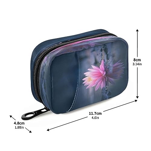 Haskirky Portable Travel Pill Cases Bag,Vitamin and Supplement Holder with Zippered Removable Organizer,4.6 * 3.14 * 1.88In Perfect for Your Sports, Camping, Hotels Pink Lotus Flower