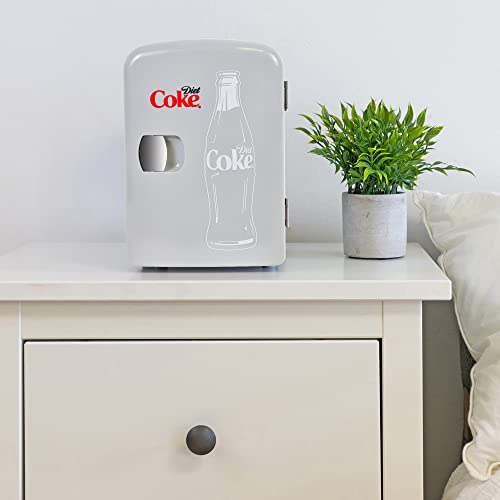 Coca-Cola Diet Coke DC04 4 Liter/4.2 Quarts 6 Can Portable Mini Cooler/Fridge, Beverages, Baby Food, Skincare and Medications-Use at Home, Office, Dorm, Car, RV or Boat-with AC & DC Plugs, Gray