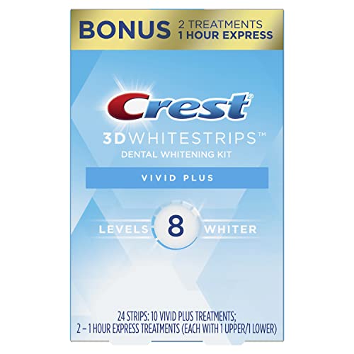 Crest 3D Whitestrips, Vivid Plus, Teeth Whitening Strip Kit, 24 Strips