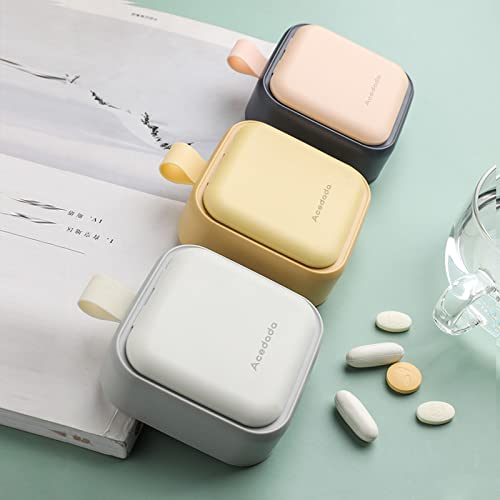 Small Pill Case, Cute Pill Box - Acedada Travel Daily Pill Organizer, Portable Pretty Pill Container for Purse Pocket, Compact Medicine Holder for Vitamins, Fish Oils, Supplements, White