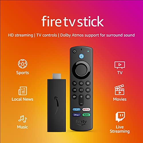 Amazon Fire TV Stick with Alexa Voice Remote (includes TV controls), free & live TV without cable or satellite, HD streaming device