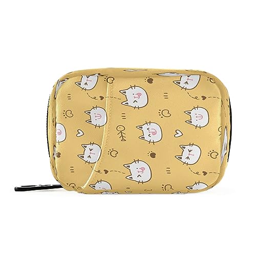 Flradish Cartoon Cat Face Weekly Pill Organizer Portable Removable 7-Day Travel Zippered Pill Case Purse Pill Box Organizer for Vitamins Pills Supplements