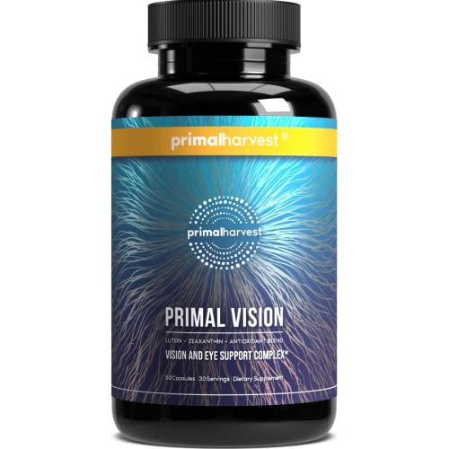 Primal Harvest Vision and Eye Support Complex with Lutein, Zeaxanthin Plus Vitamin E, Bilberry Extract, and Blueberry Extract for Overall Eye Health for Men and Women, 60 Capsules