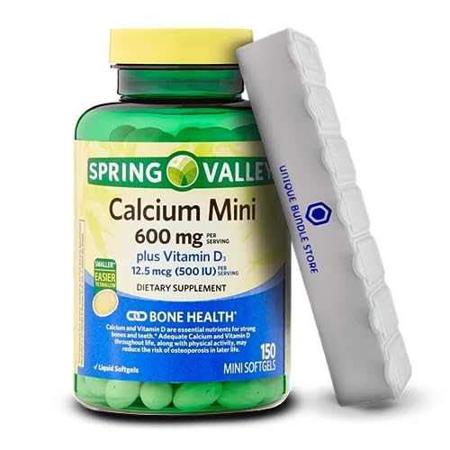 Spring Valley, Calcium 600 mg with Vitamin D3, 150 Mini Softgels Dietary Supplement + 7 Day Pill Organizer Included (Pack of 1)