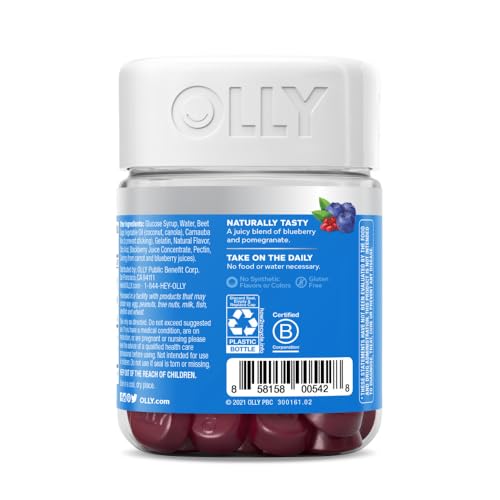 OLLY Glowing Skin Gummy, 25 Day Supply (50 Count), Plump Berry, Hyaluronic Acid, Collagen, Sea Buckthorn, Chewable Supplement (Packaging May Vary)