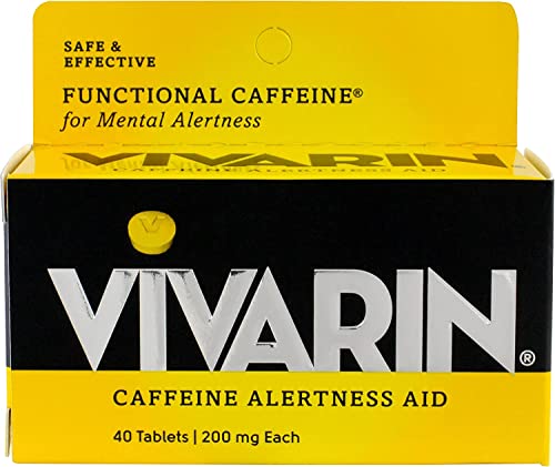 Vivarin Caffeine Alertness Aid, 200mg Tablets, 40 Count, Functional Caffeine for Mental Alertness, Same Caffeine as a Cup of Coffee - Twin Pack