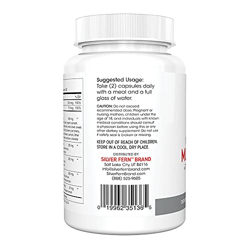 Silver Fern Whole Food Daily Multi Vitamin w/Trace Mineral Blend Supplement - 1 Bottle - 60 Vegicaps - 30 Day Supply - Natural, Non-GMO, Vegan, Men's & Women's Multivitamin - Zero Synthetics